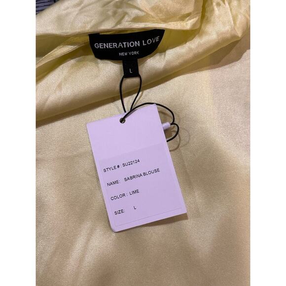 NEW NWT Generation Love Sabrina Silk Blend One Shoulder Blouse Lime Large - Picture 4 of 6